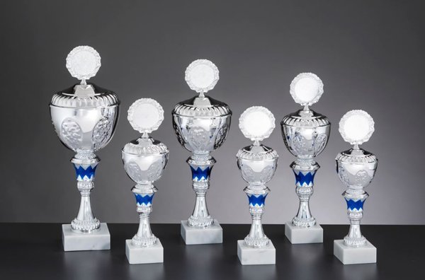 Silber/Blau Pokal Silvia - in 6 Größen erhältlich