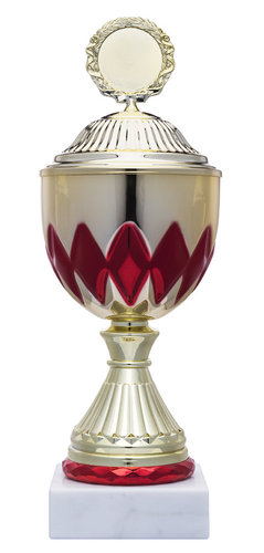 Goldpokal mit roten Rauten Pokal Janine - in 6 Größen erhältlich
