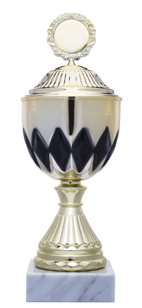 Goldpokal mit schwarzen Rauten Pokal Anny - in 6 Größen erhältlich