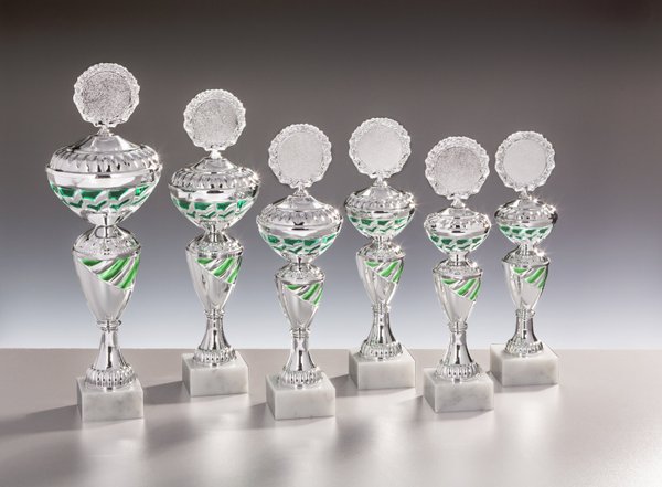 Silber/Grün Pokal Petra - in 6 Größen erhältlich